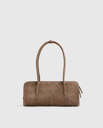 Italian Suede East-West Shoulder Bag - One Size / Whiskey