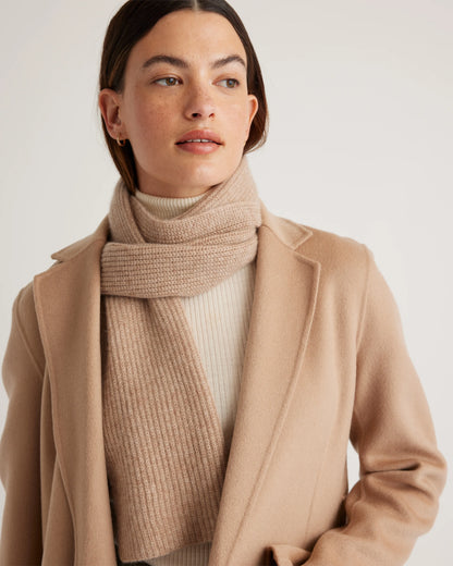Mongolian Cashmere Ribbed Scarf - One Size / Brown
