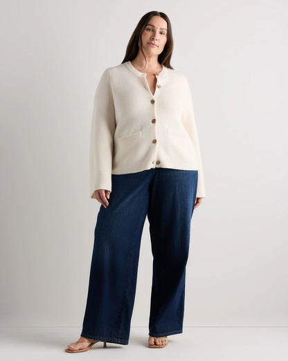 Mongolian Cashmere Structured Cardigan - 1X / Oatmeal