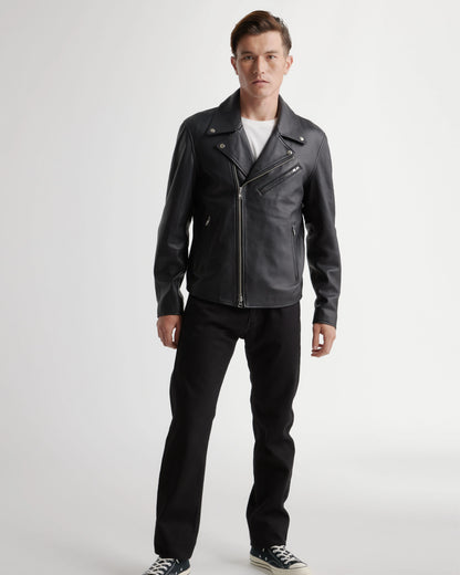 100% Leather Motorcycle Jacket - S / Black