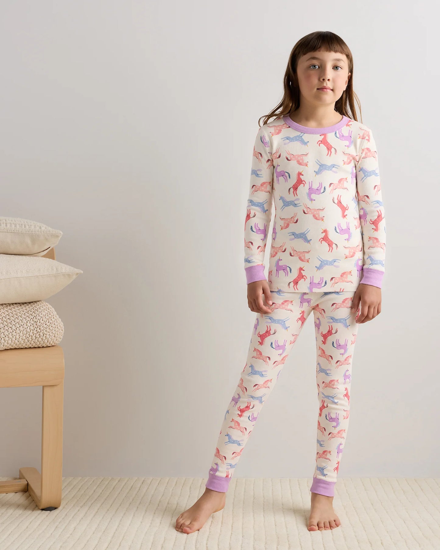 100% Organic Cotton Long Sleeve and Pant Pajama Set - 6 / Navy Stripe
