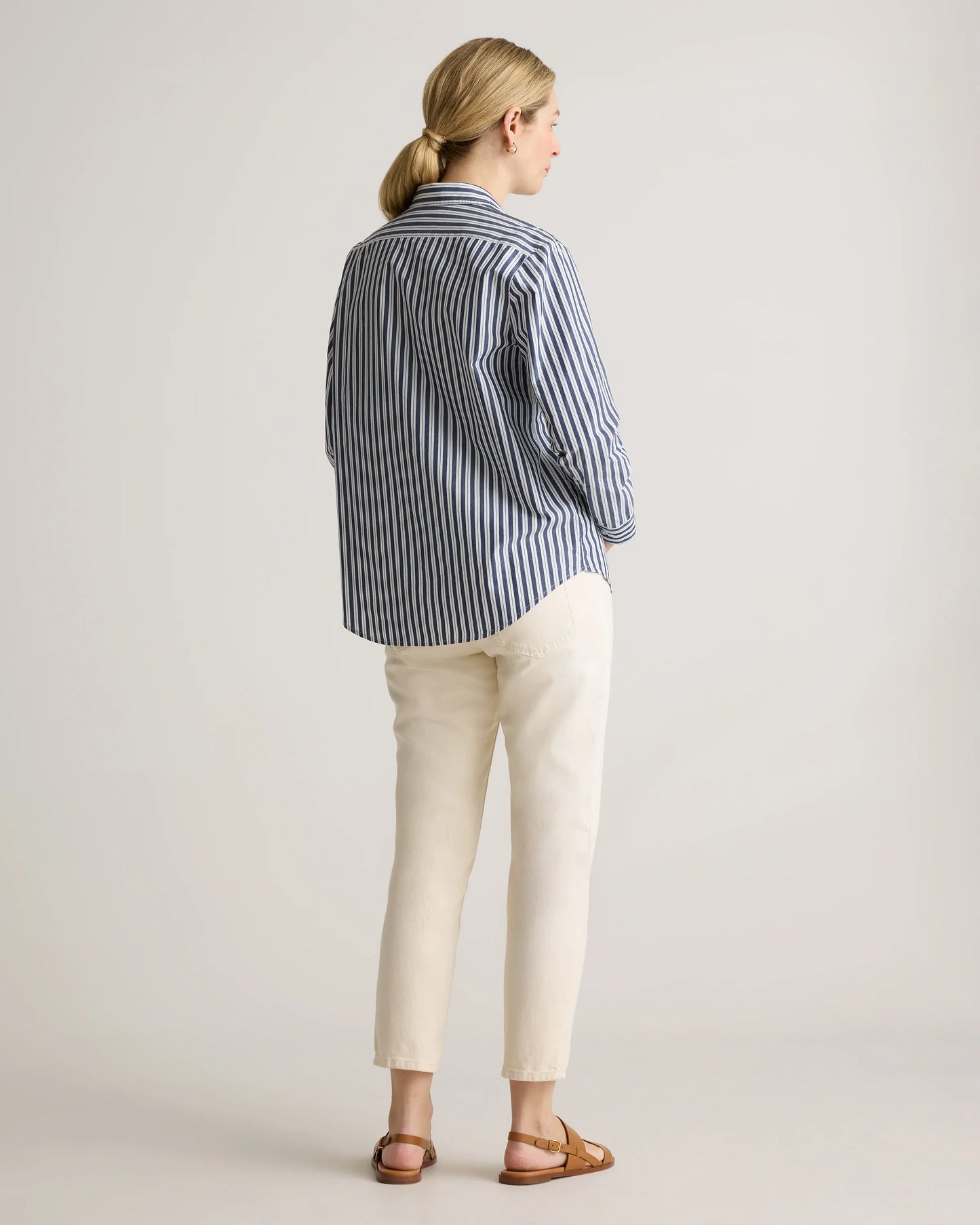 100% Organic Cotton Poplin Maternity Long Sleeve Shirt - XS / Classic White