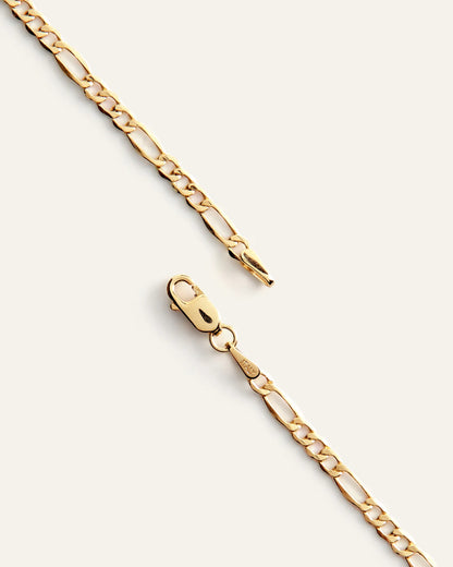 10K Gold Figaro Chain Necklace - 20" / Yellow Gold