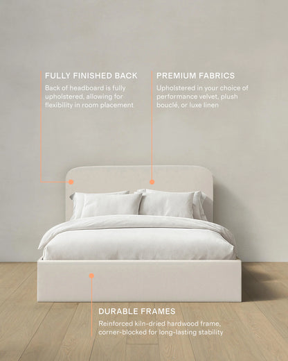 Curved Bed in Performance Linen - Full / Ivory