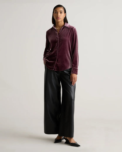 Stretch Silk Velvet Long Sleeve Shirt - XS / Dogwood