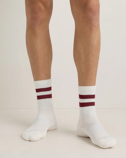 Everyday Cotton Varsity Stripes Half-Crew Sock (4-Pack) - S / Ivory/Navy Stripe