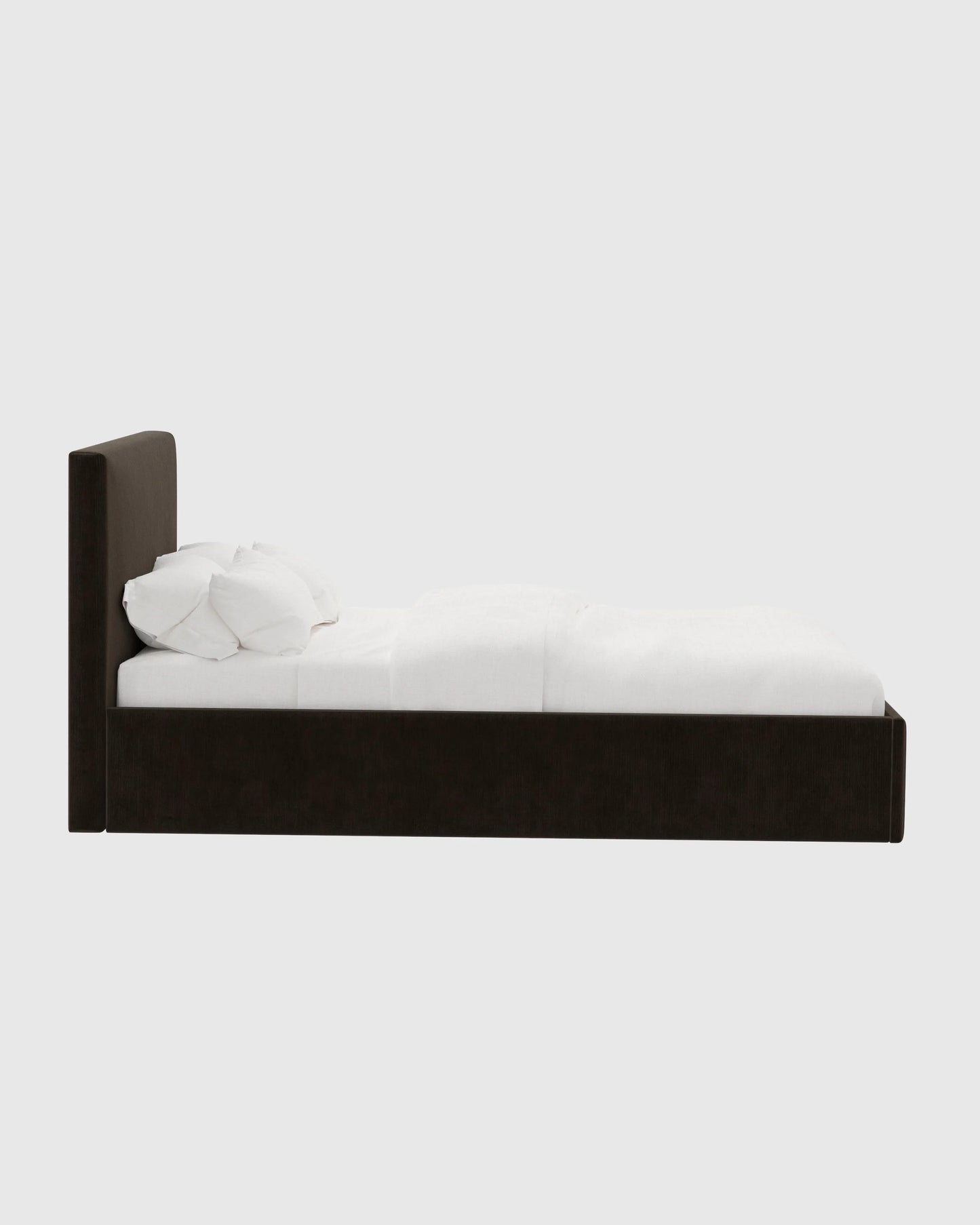 Square Bed in Performance Velvet - Full / Chocolate