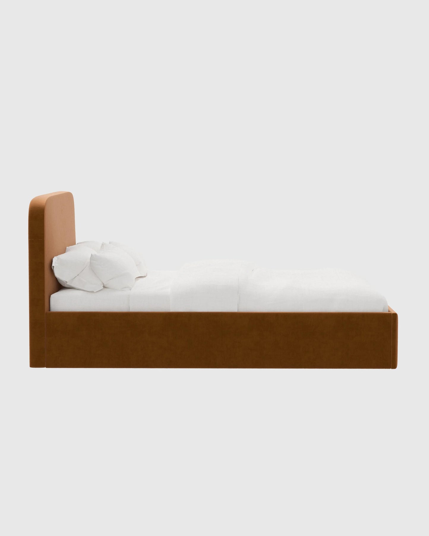 Curved Bed in Performance Velvet - Full / Walnut