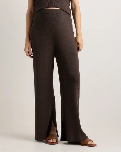 Cotton Cashmere Maternity Wide Leg Pants - XS / Heather Charcoal
