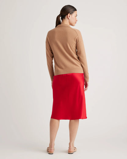 100% Washable Silk Skirt - XS / Champagne