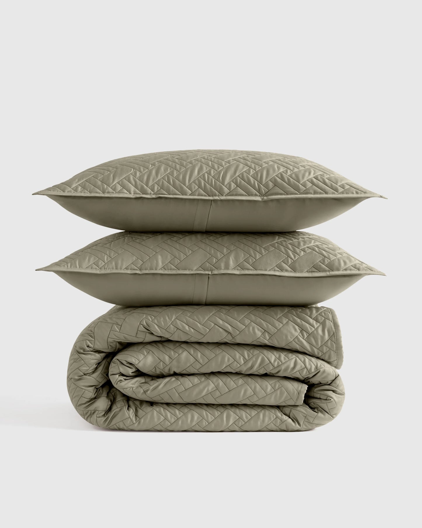 Organic Cotton Basketweave Quilt Set - Twin / Mineral