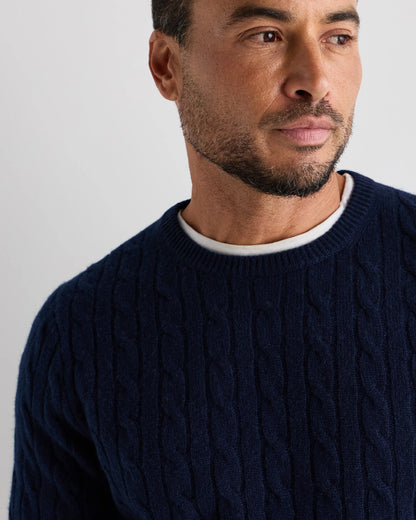 Mongolian Cashmere Classic Cable Crewneck Sweater - S / Teak