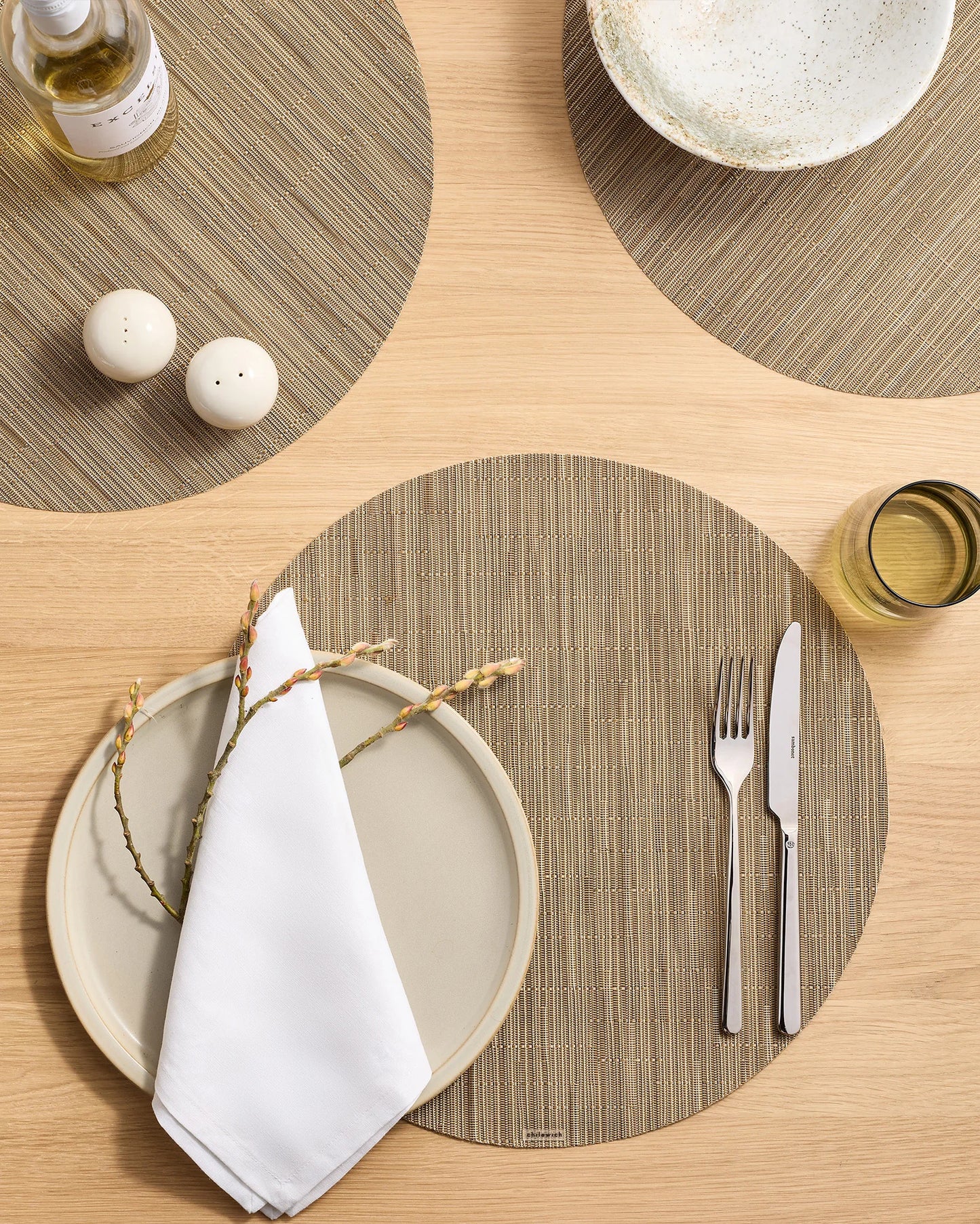 Bamboo Easy-Care Round Placemat, Set of 4 by Chilewich - One Size / Coconut