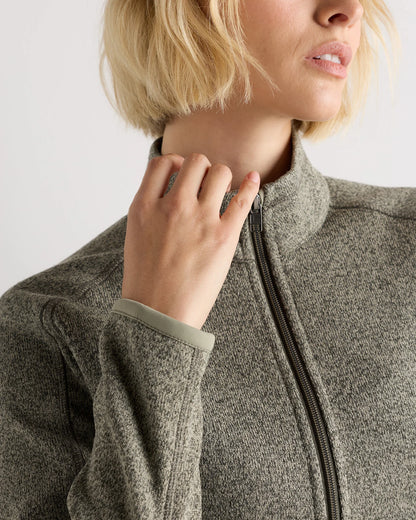 Sweater-Knit Fleece Full-Zip Jacket - XS / Heather Mineral Green