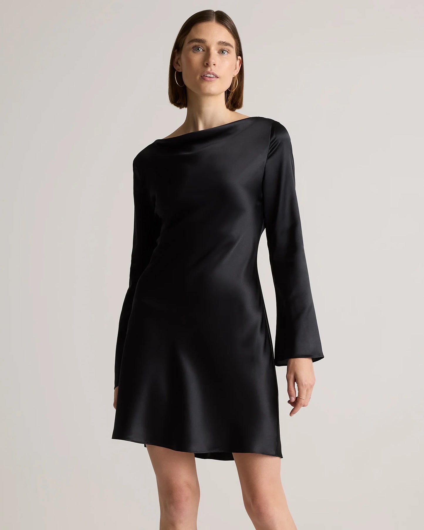100% Washable Silk Long Sleeve Mini Dress - XS / Wine Tasting Red