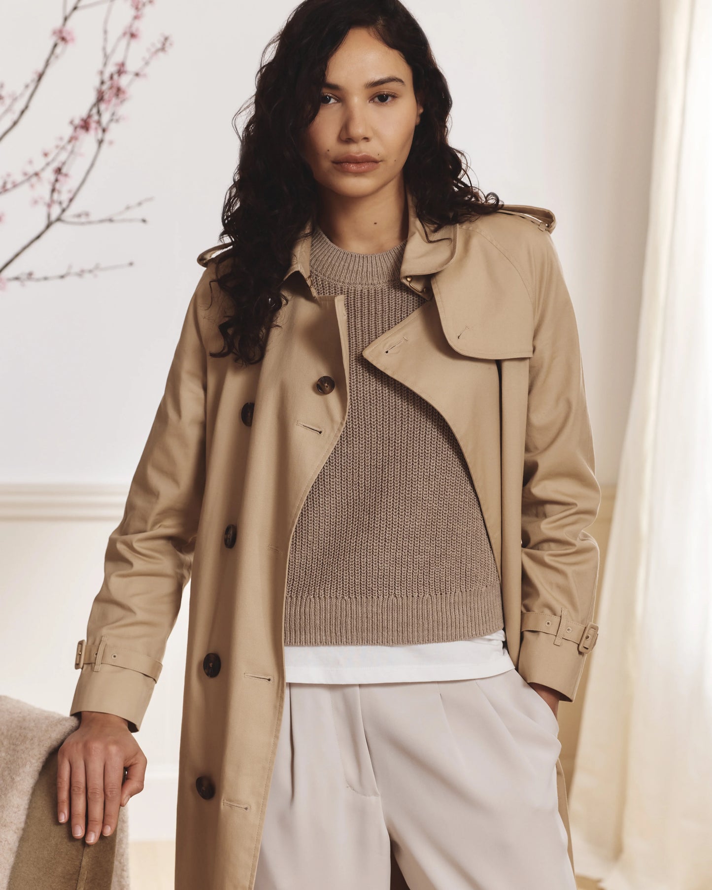 Comfort Stretch Long Trench Coat - XS / Dark Khaki