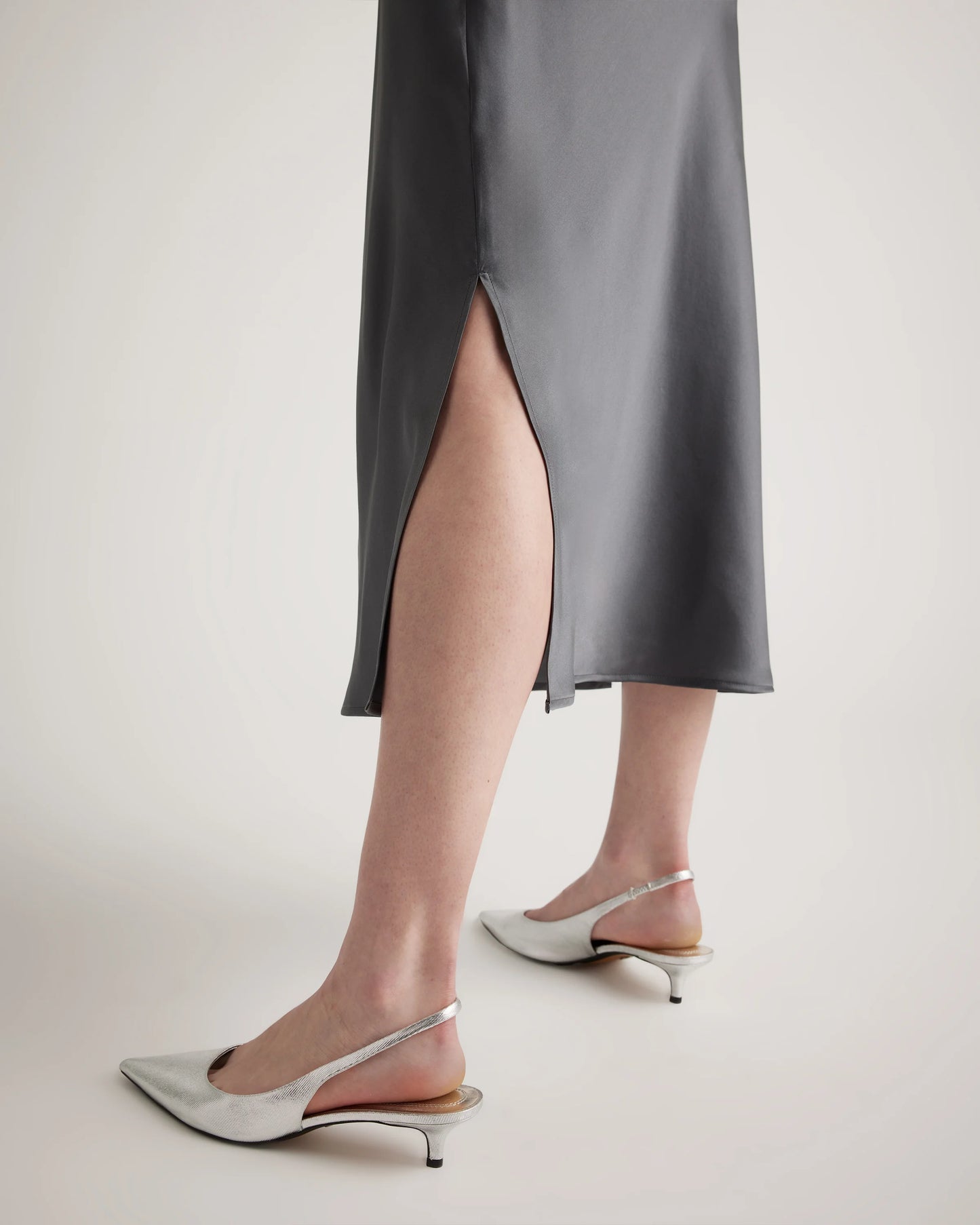 100% Washable Silk Cowl Neck Slip Dress - XS / Lava Smoke