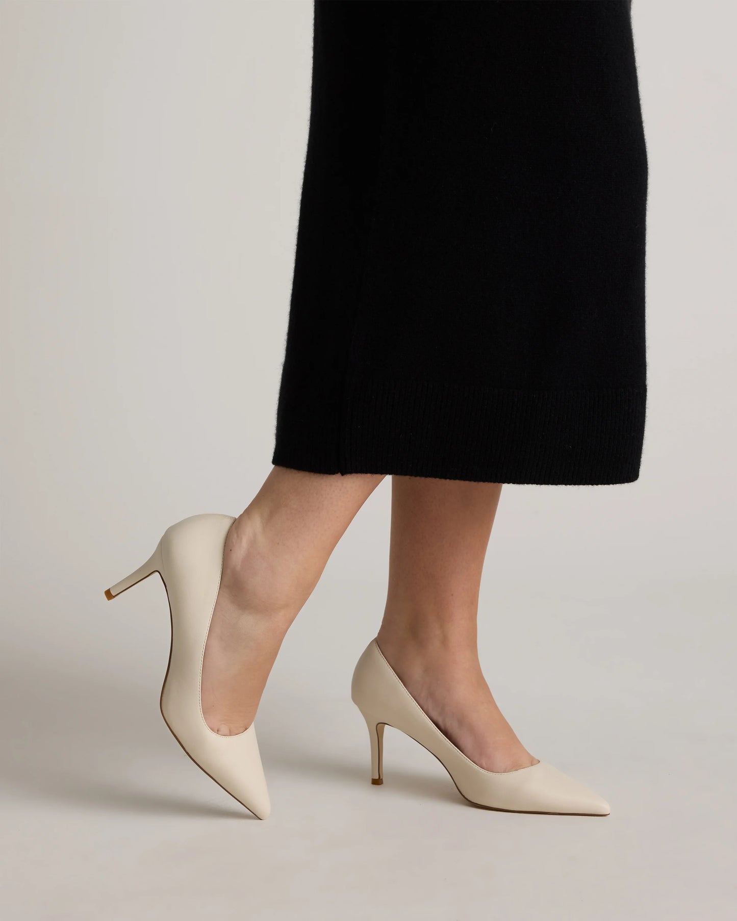 Italian Leather 75mm Pointy Toe Pump - 5 / Cashew