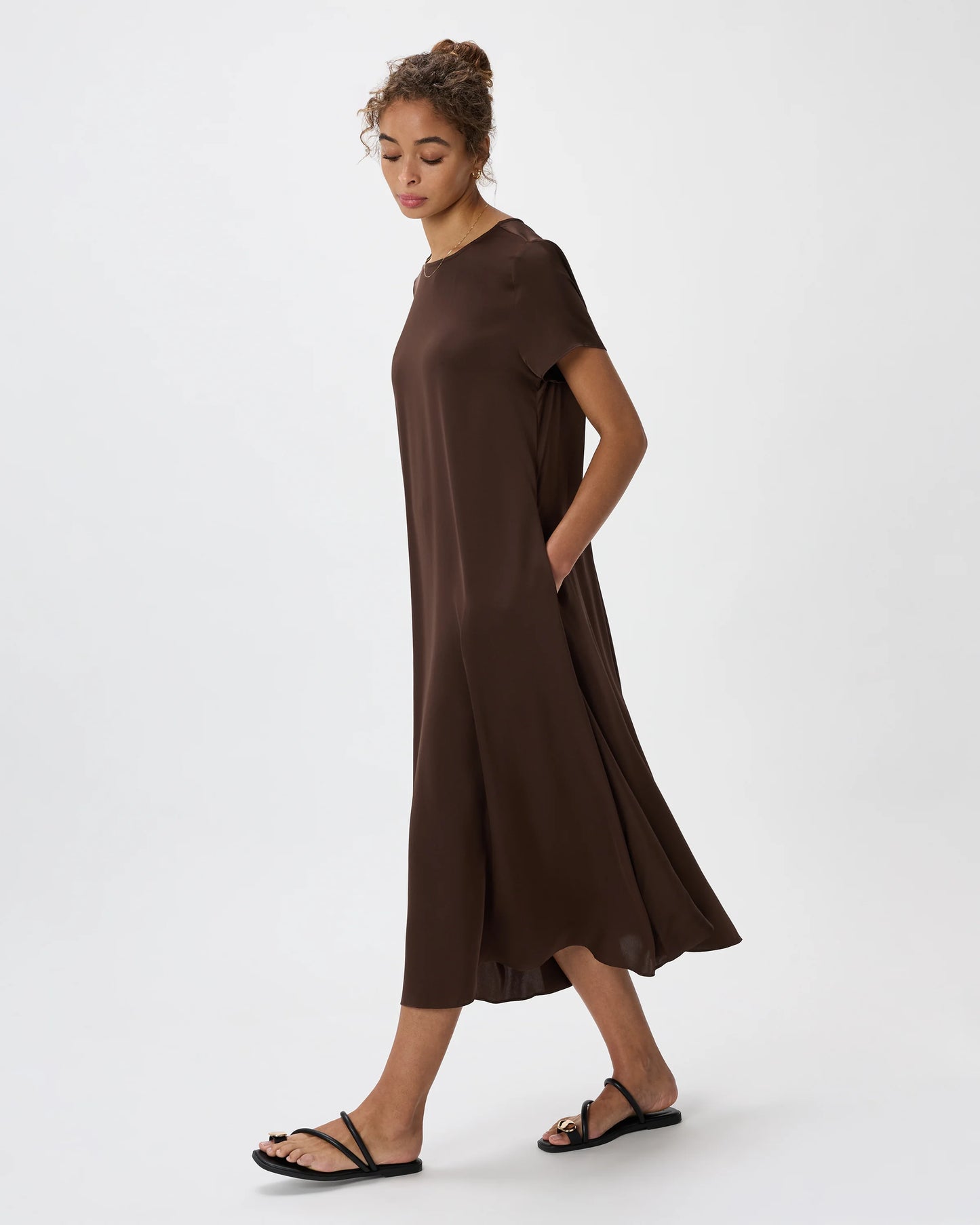 Washable Stretch Silk Voluminous Maxi Dress - XS / Moonstone Blue