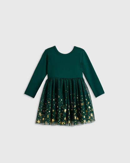 Shimmer Tulle Dress - 3-6M / Forest Green