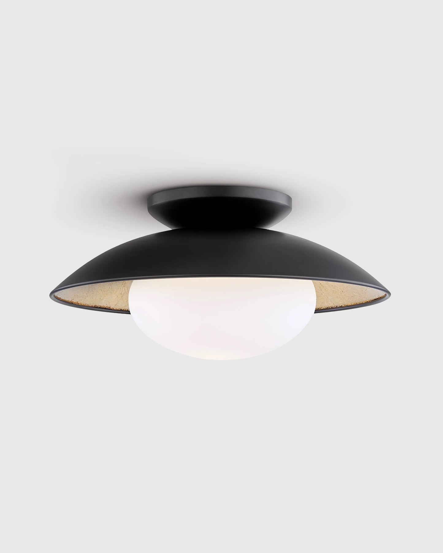 Steel and Gold Foil Flush Mount - One Size / White