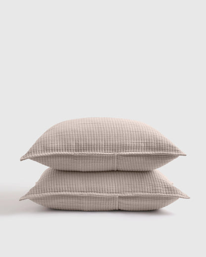 Organic Ribbed Cotton Shams - Standard / Toffee