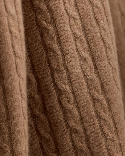 Cable Knit Cashmere Throw - 50x70 / Limoncello