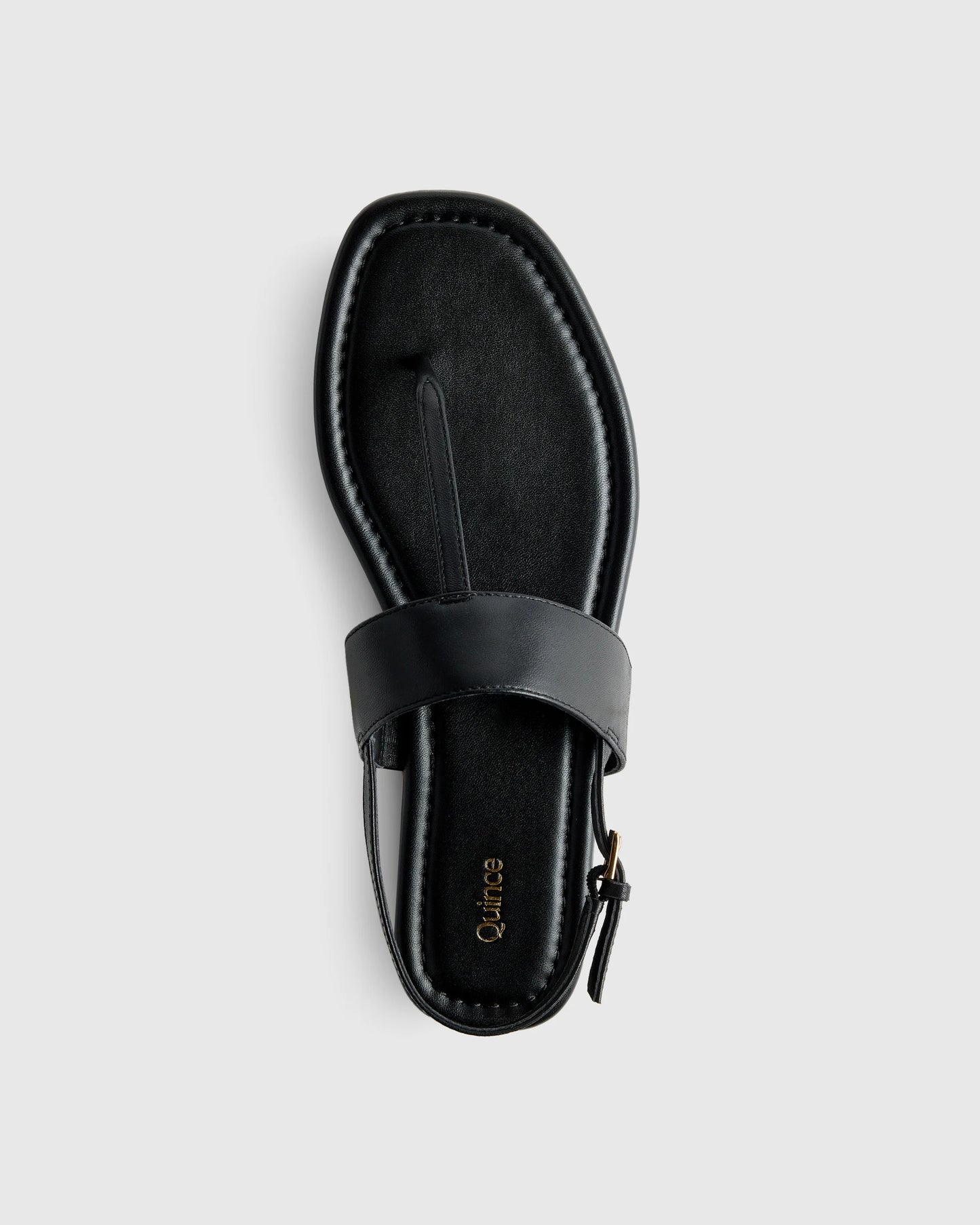 Italian Leather T-Strap Sandal - 5 / Black