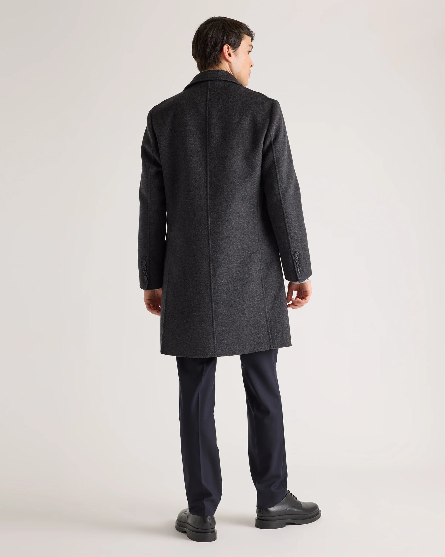 100% Mongolian Cashmere Double-Faced Overcoat - S / Heather Graphite