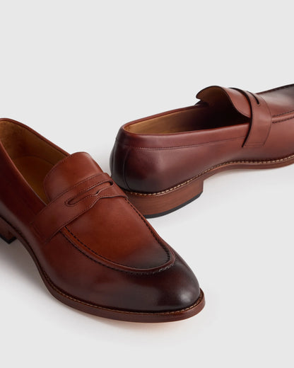 Calfskin Leather Penny Loafer - 7 / Brunette