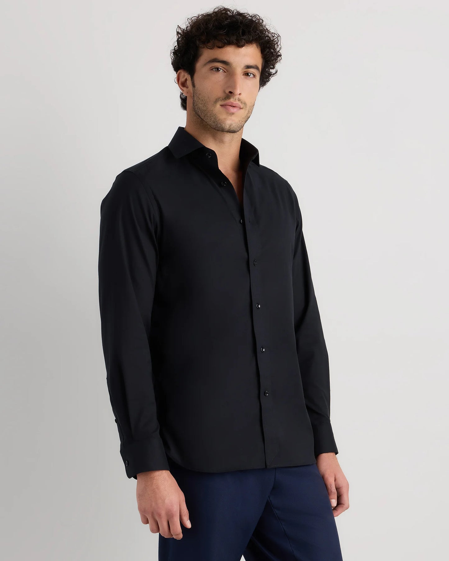 Organic Cotton Oxford Non-Iron Dress Shirt - S / Bold Black