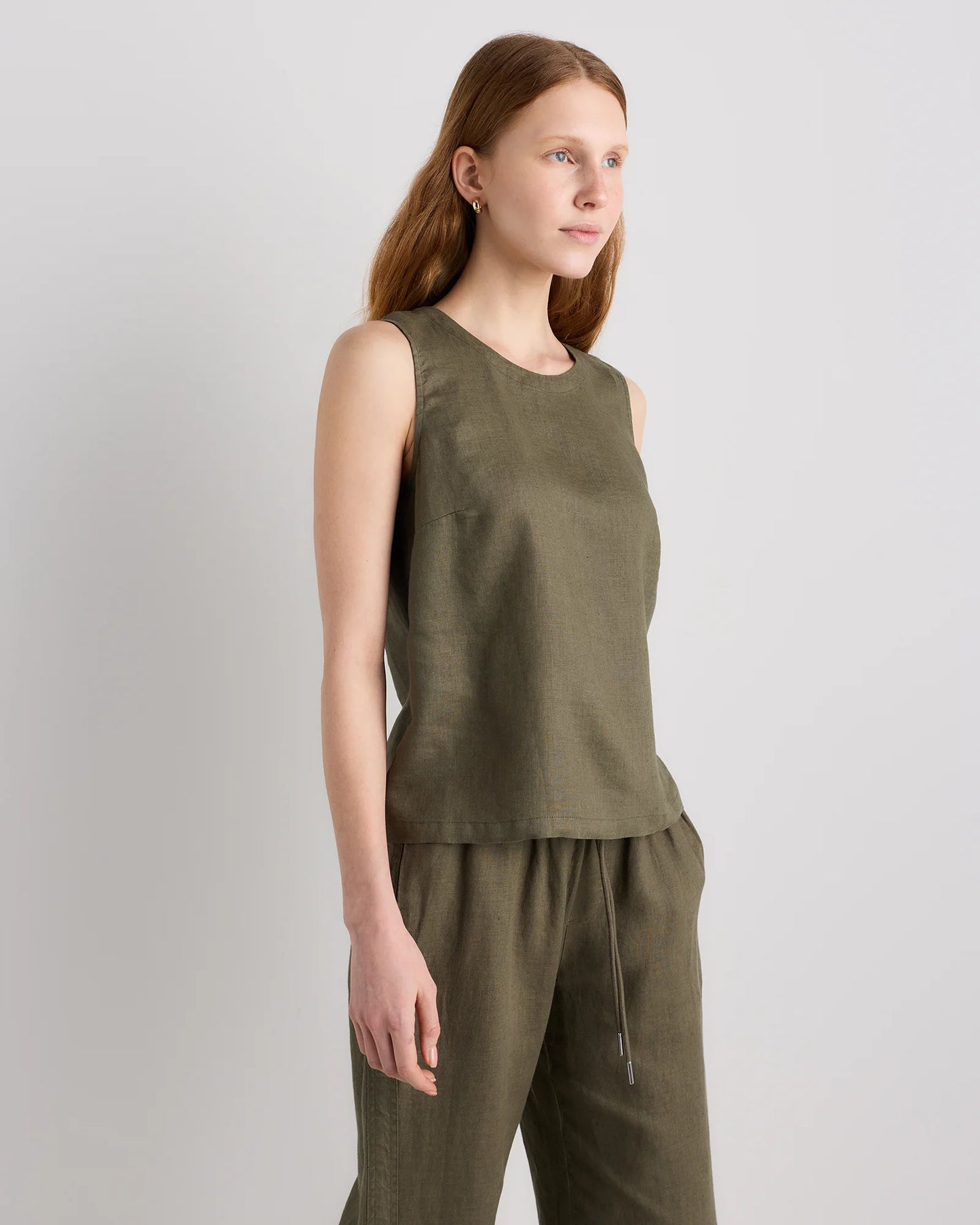 100% European Linen Tank - XS / Black