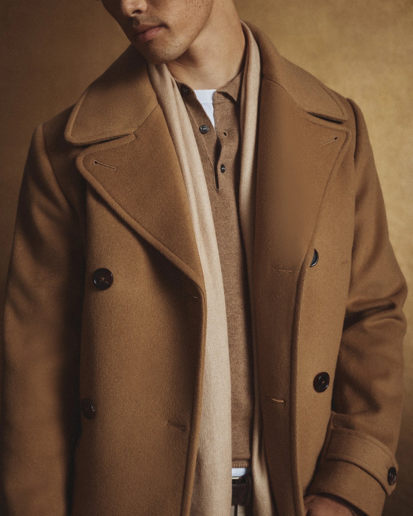 Italian Wool Double-Breasted Officer Topcoat - S / Heather Charcoal