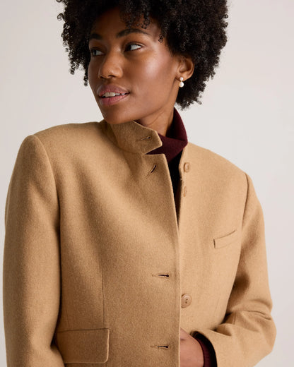 Italian Wool Stand Collar Blazer - XS / Warm Camel