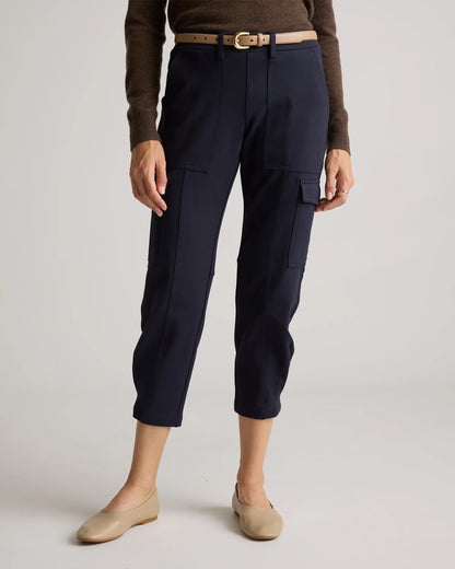 Ultra-Stretch Ponte Tapered Cargo Pants - XS / Black