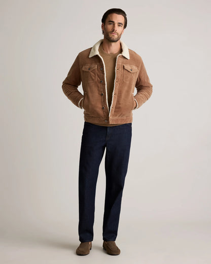 Organic Stretch Corduroy Sherpa-Lined Trucker Jacket - S / Espresso