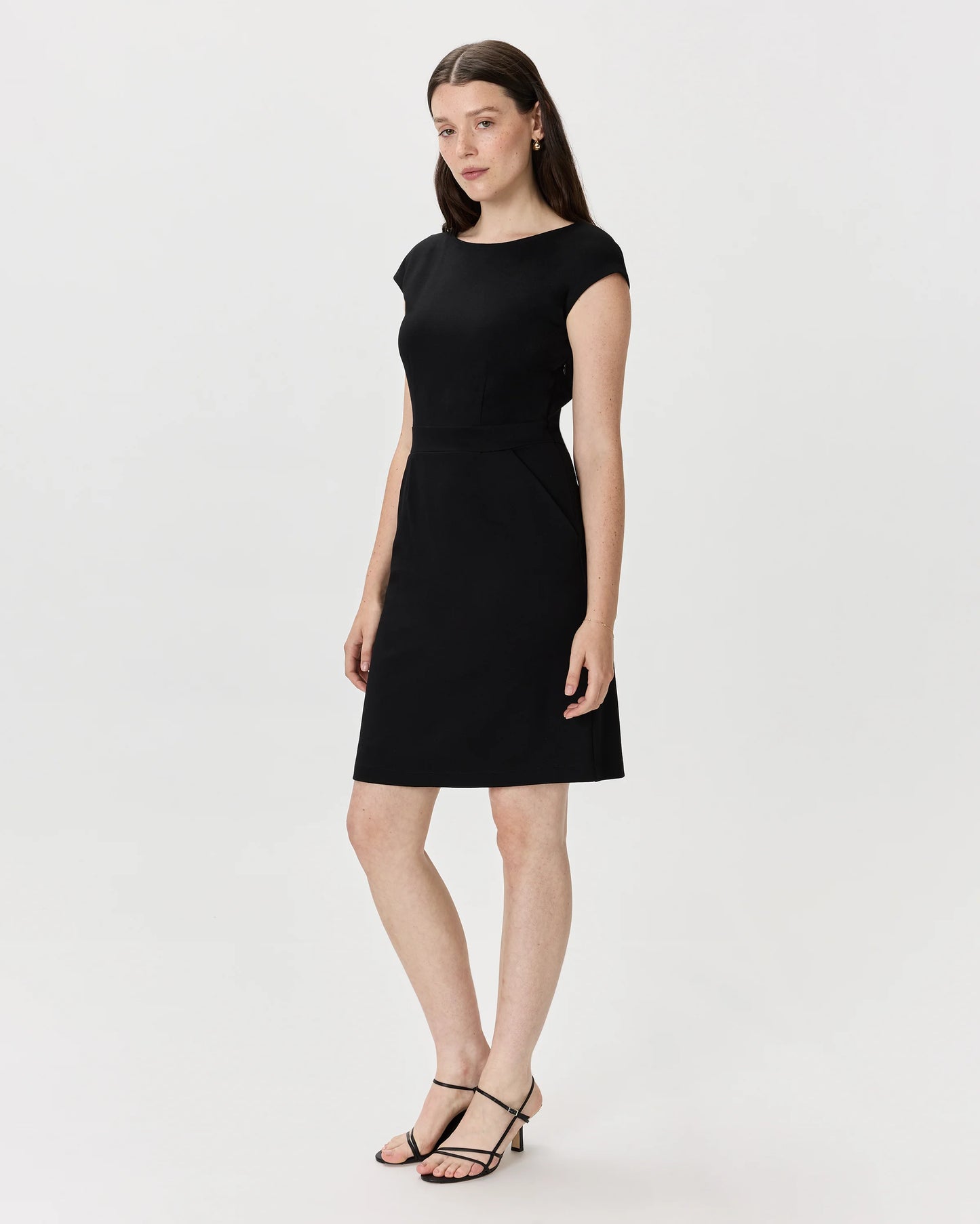 Ultra-Stretch Ponte Cap Sleeve Dress - XS / Ruby Red