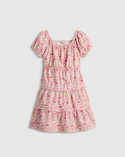 100% Organic Cotton Poplin Tiered Dress - 2T / Wildflower Botanical