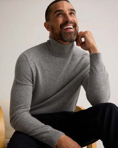 Mongolian Cashmere Turtleneck Sweater - S / Black