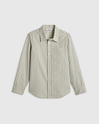 100% Cotton Poplin Printed Long Sleeve Button Down - 6 / Blue Multi Plaid