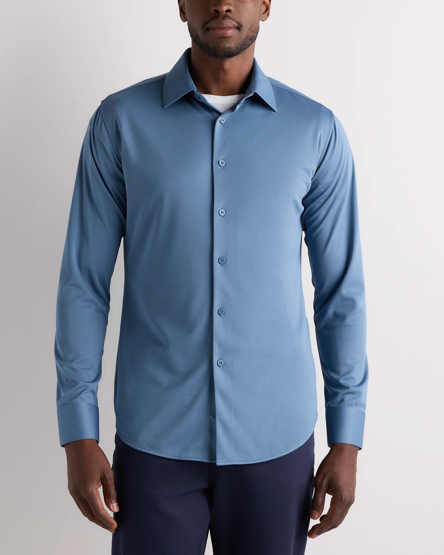 Commuter Stretch Pique Long Sleeve Button Down - XS / Dark Coal