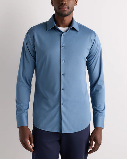 Commuter Stretch Pique Long Sleeve Button Down - XS / Dark Coal