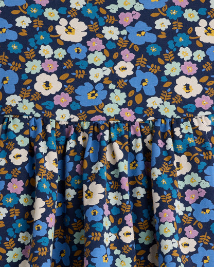 Organic Cotton Long Sleeve Skater Dress - 0-3M / Flower Buds