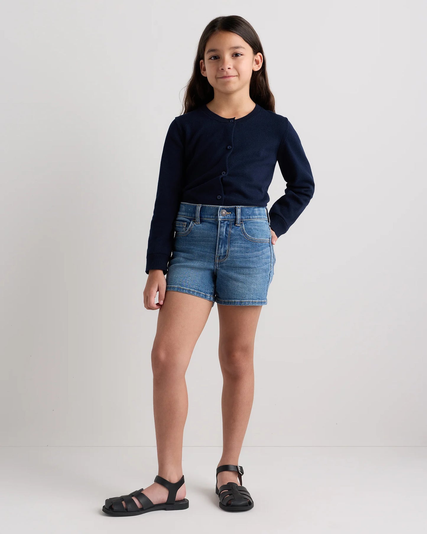 Girls Stretch Denim Short - 6 / Medium Wash