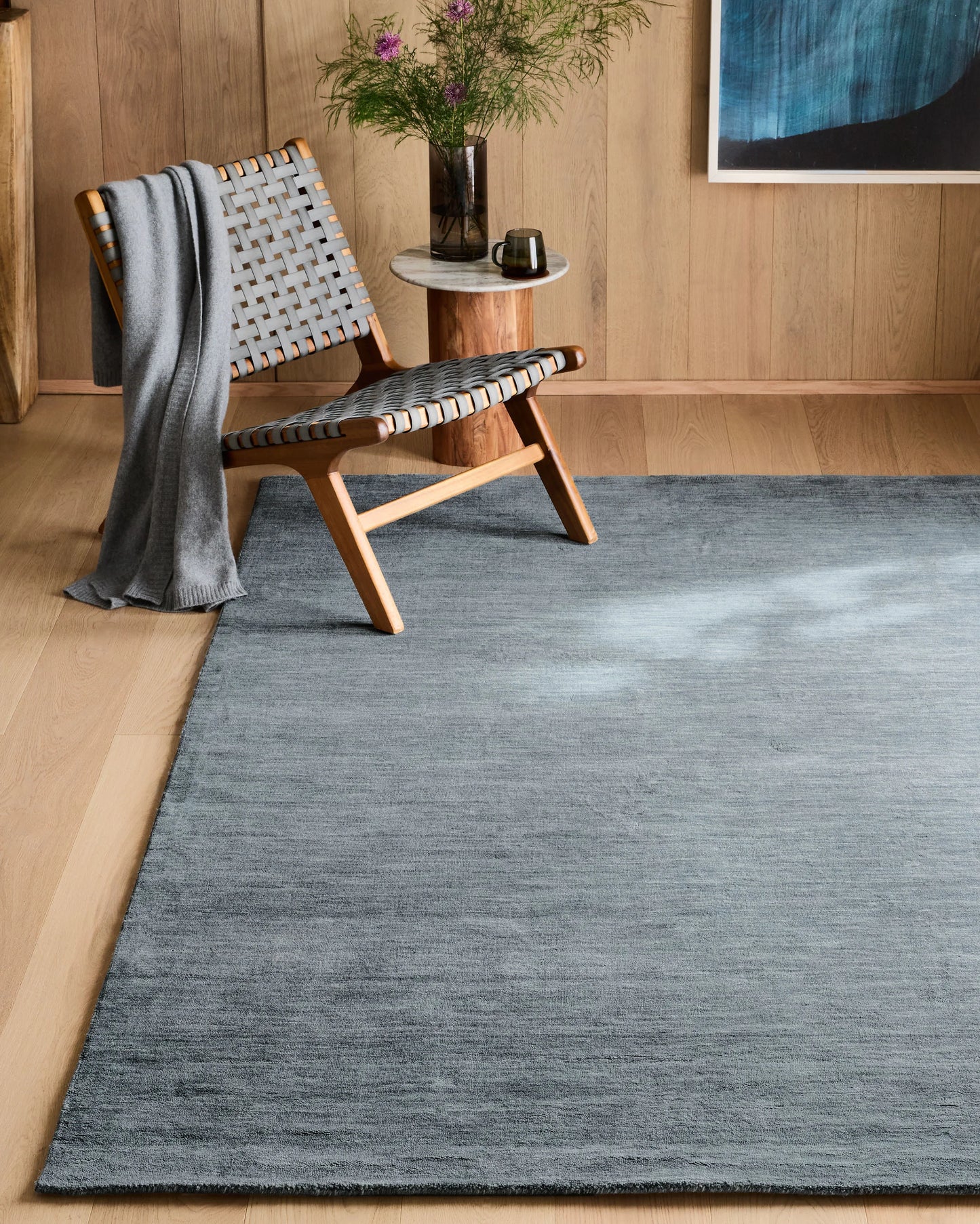 Wells Hand-Loomed Wool Rug - 5' x 8' / Blue