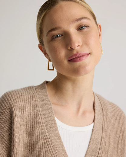 Mongolian Cashmere Fisherman Boxy Cropped Cardigan Sweater - XS / Faded Denim
