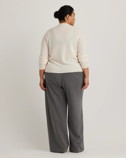 Mongolian Cashmere Crewneck Sweater - 1X / Pale Custard Yellow