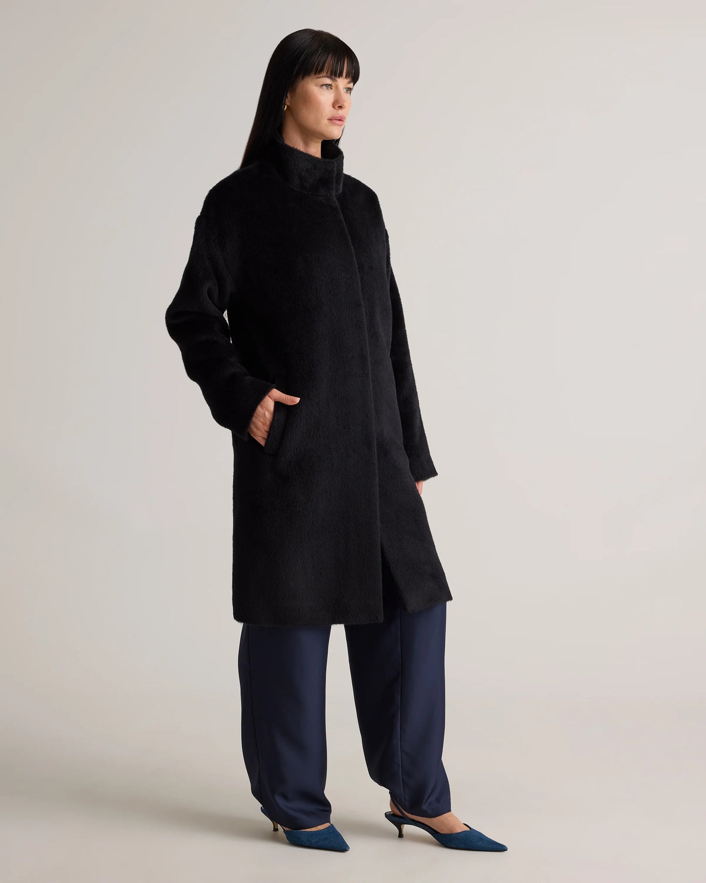 Alpaca-Wool Stand Collar Coat - XS / Rustic Brown