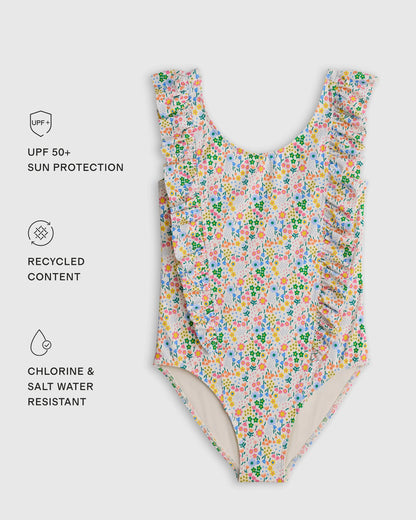 Ruffle One Piece Swimsuit - 2T / Soft Ditsy Floral