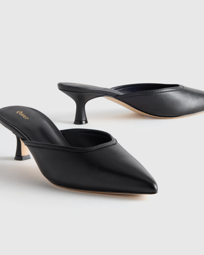 Italian Leather 55mm Kitten Heel Mule - 5 / Black